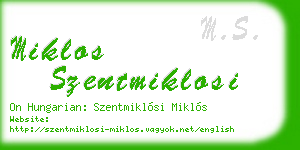 miklos szentmiklosi business card