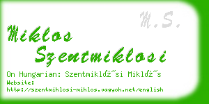 miklos szentmiklosi business card